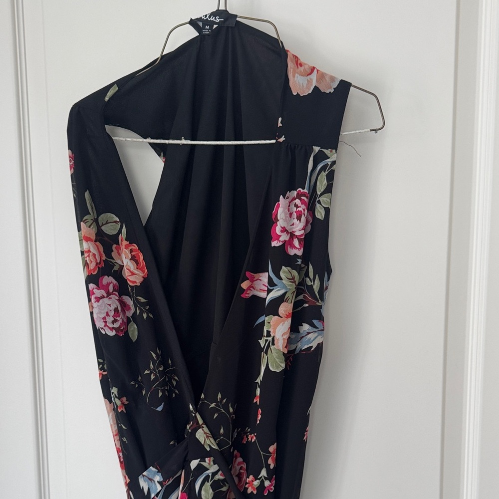 Lulu's Black Floral One Shoulder Dress - Picture 3 of 7